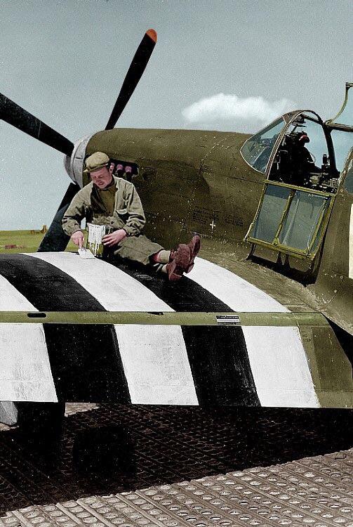 Allied aircraft with invasion stripes